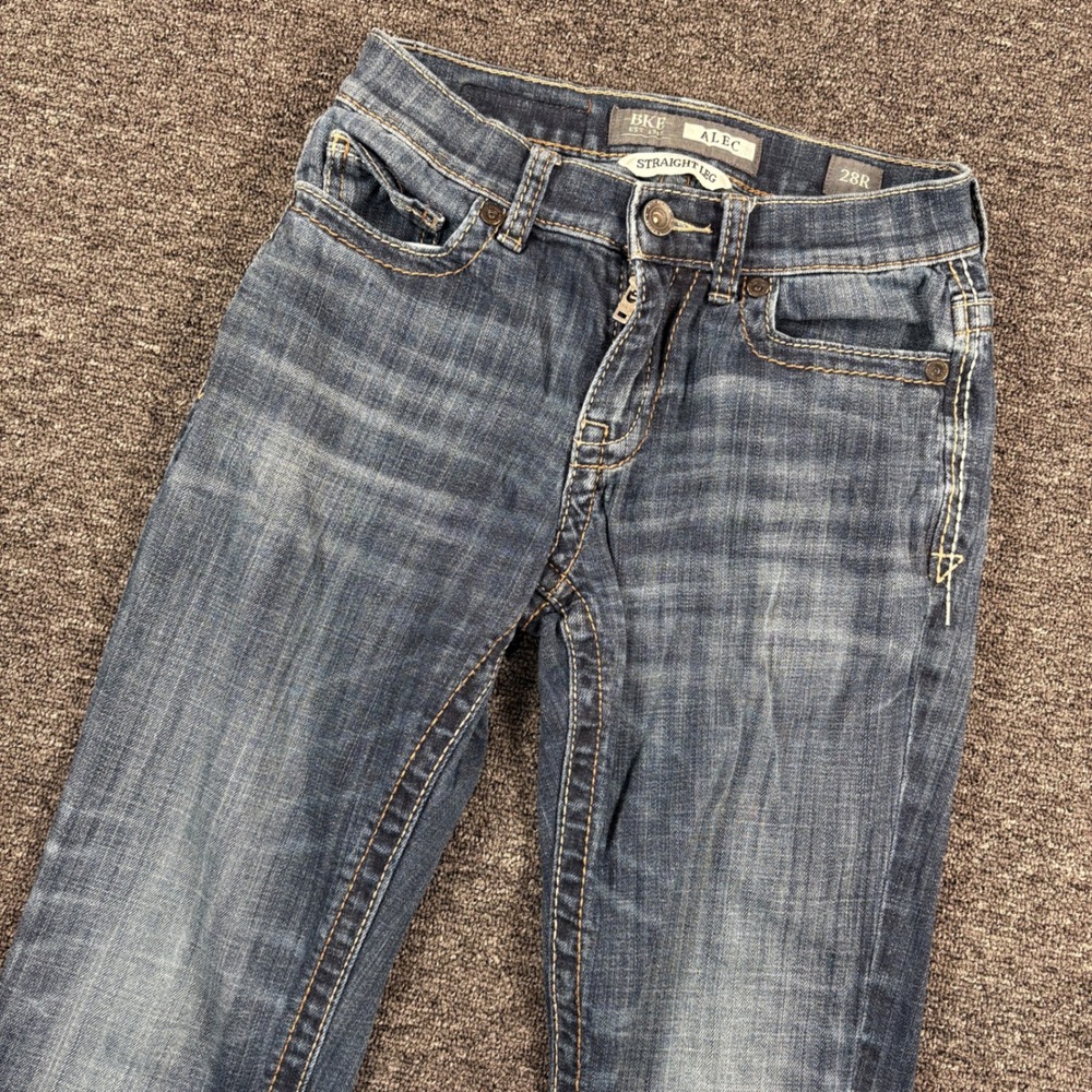 BKE Alec Straight Leg Jeans Men 28R Blue Medium Wash Stretch Denim